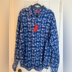 Georg Roth Los Angeles Pima Cotton Men's LS Shirt Navy/White Sz. XL NWT